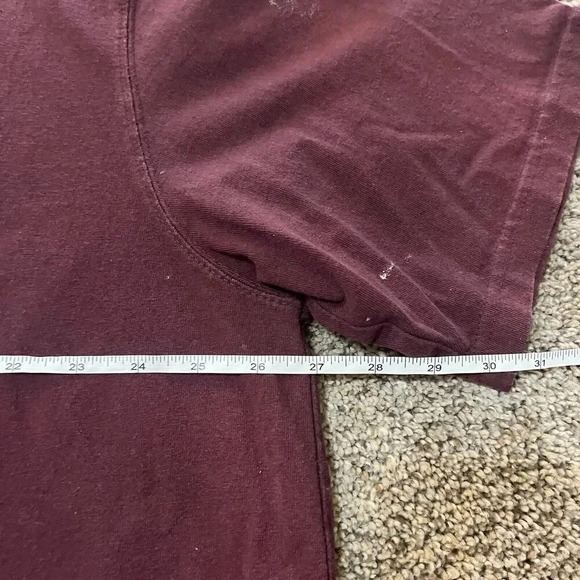 Carhartt Mens 2XL XXL Big Tall Maroon Distressed Short Sleeve T-Shirt Loose Fit - Picture 2 of 7